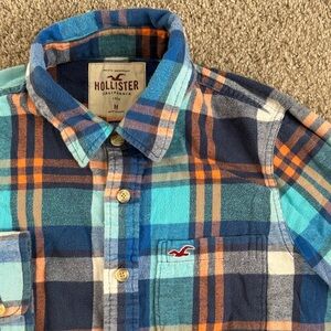Hollister Blue and Orange Plaid Shirt